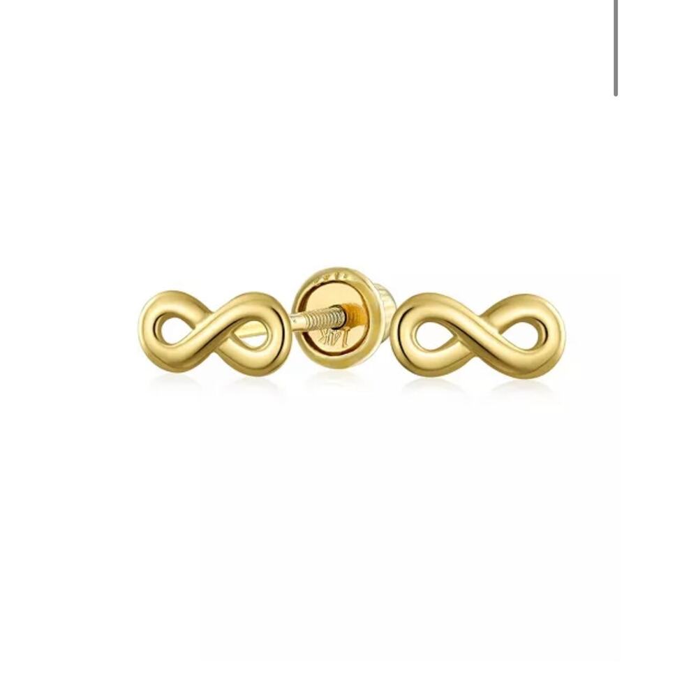 Bling Jewelry Petite 14K Yellow Gold Infinity Stud Earrings